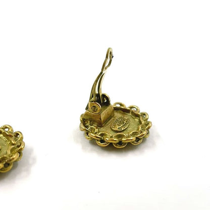 Chanel Coco Mark Chain Circle 95P GP Gold Earrings