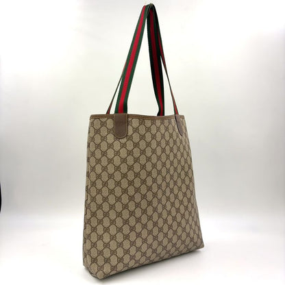 Gucci Old Gucci Sherry Line PVC Green And Beige And Red Tote Bag 002 123 6487