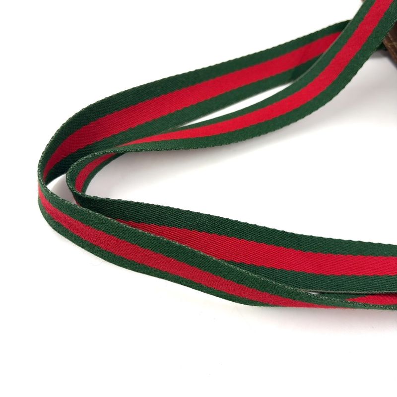 Gucci Old Gucci Sherry Line PVC Green And Beige And Red Tote Bag 002 123 6487