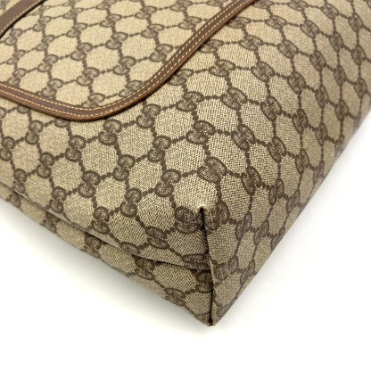 Gucci Old Gucci Sherry Line PVC Green And Beige And Red Tote Bag 002 123 6487