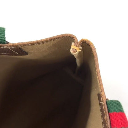 Gucci Old Gucci Sherry Line PVC Green And Beige And Red Tote Bag 002 123 6487