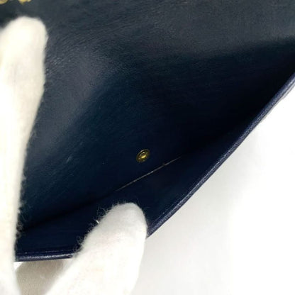Christian Dior Trotter Fold Canvas Navy Wallet Gold