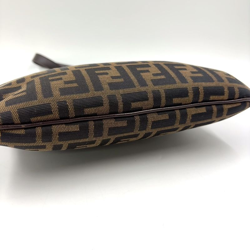 Fendi Zucca Pattern Mamma Bucket Canvas Brown One Shoulder Bag Silver