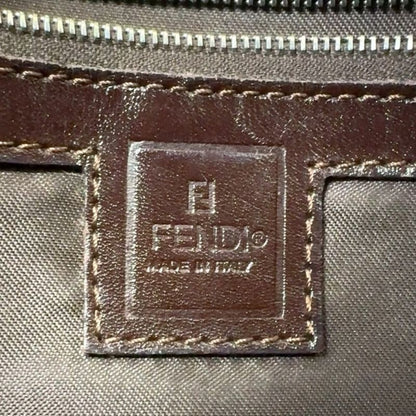 Fendi Zucca Pattern Mamma Bucket Canvas Brown One Shoulder Bag Silver