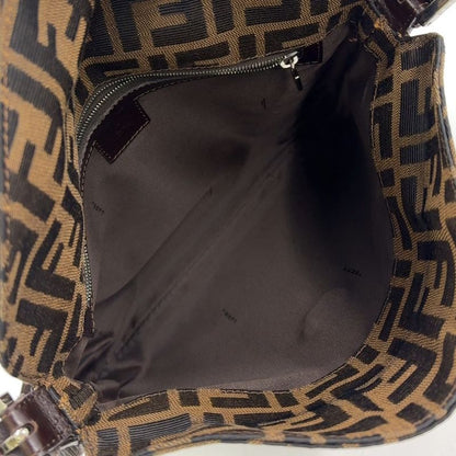 Fendi Zucca Pattern Mamma Bucket Canvas Brown One Shoulder Bag Silver