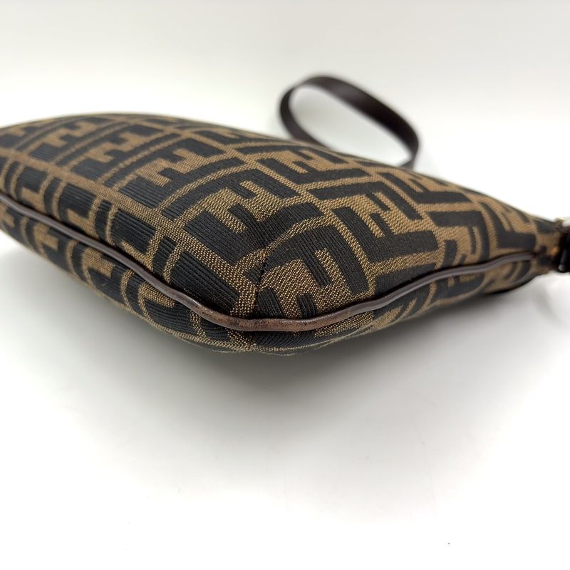 Fendi Zucca Pattern Mamma Bucket Canvas Brown One Shoulder Bag Silver