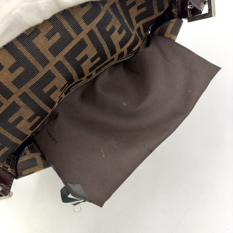 Fendi Zucca Pattern Mamma Bucket Canvas Brown One Shoulder Bag Silver