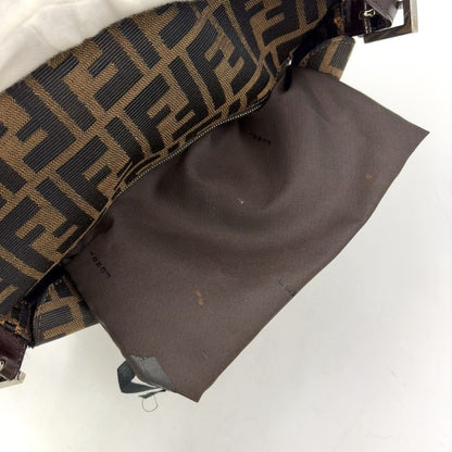 Fendi Zucca Pattern Mamma Bucket Canvas Brown One Shoulder Bag Silver