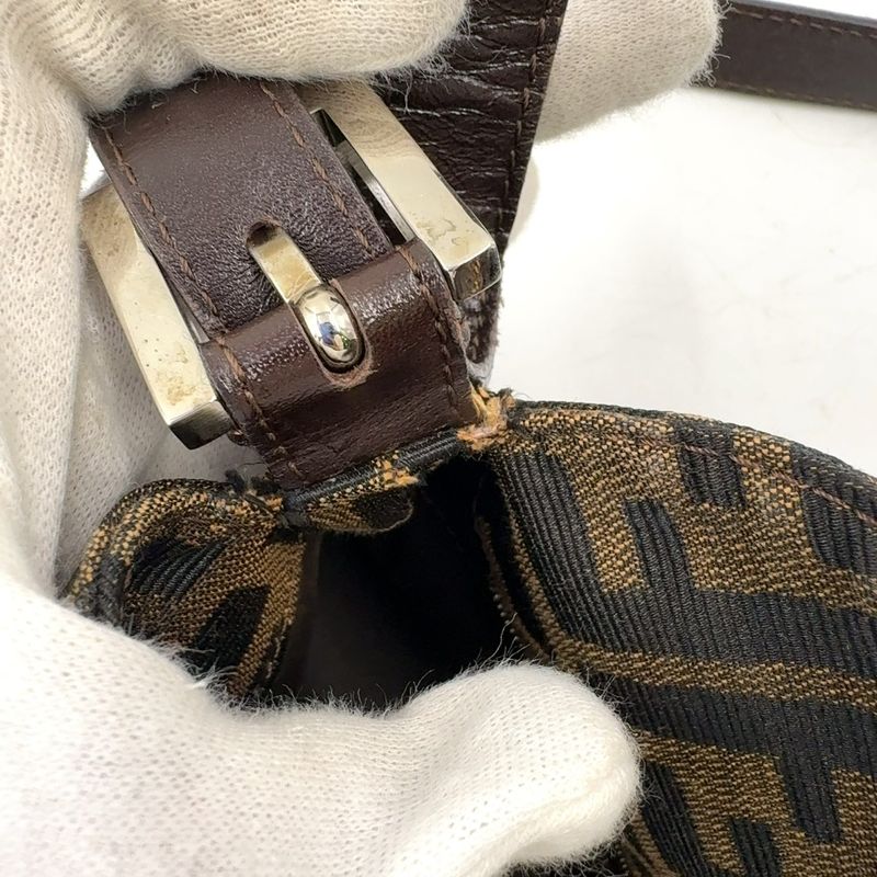 Fendi Zucca Pattern Mamma Bucket Canvas Brown One Shoulder Bag Silver