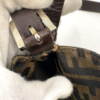 Fendi Zucca Pattern Mamma Bucket Canvas Brown One Shoulder Bag Silver