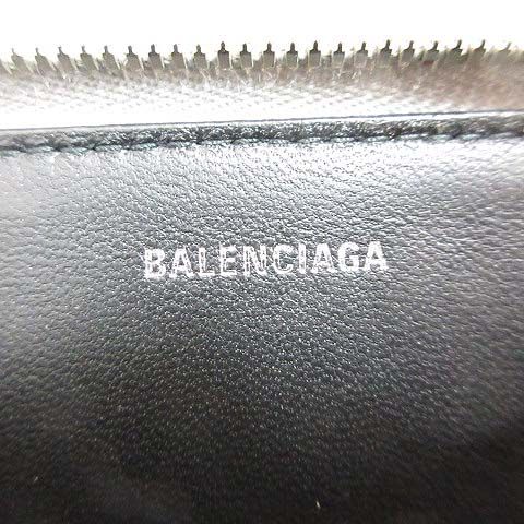 Balenciaga Coin Case Coin Purse Round Zipper Logo Metallic Silver 551937 AA