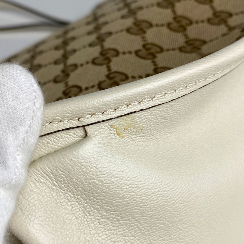 Gucci Horsebit Tote Shoulder Bag Tote Bag GG Canvas Beige White 623694 Women