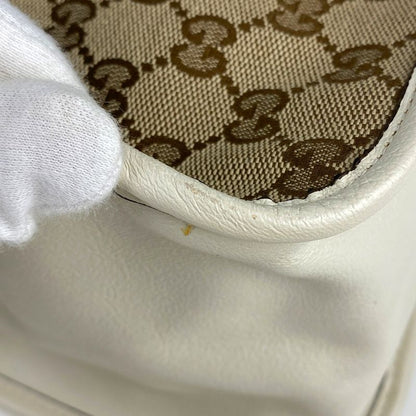 Gucci Horsebit Tote Shoulder Bag Tote Bag GG Canvas Beige White 623694 Women