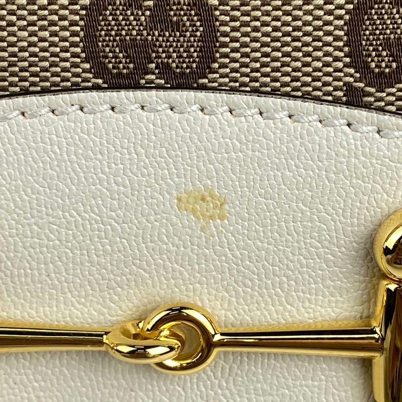 Gucci Horsebit Tote Shoulder Bag Tote Bag GG Canvas Beige White 623694 Women
