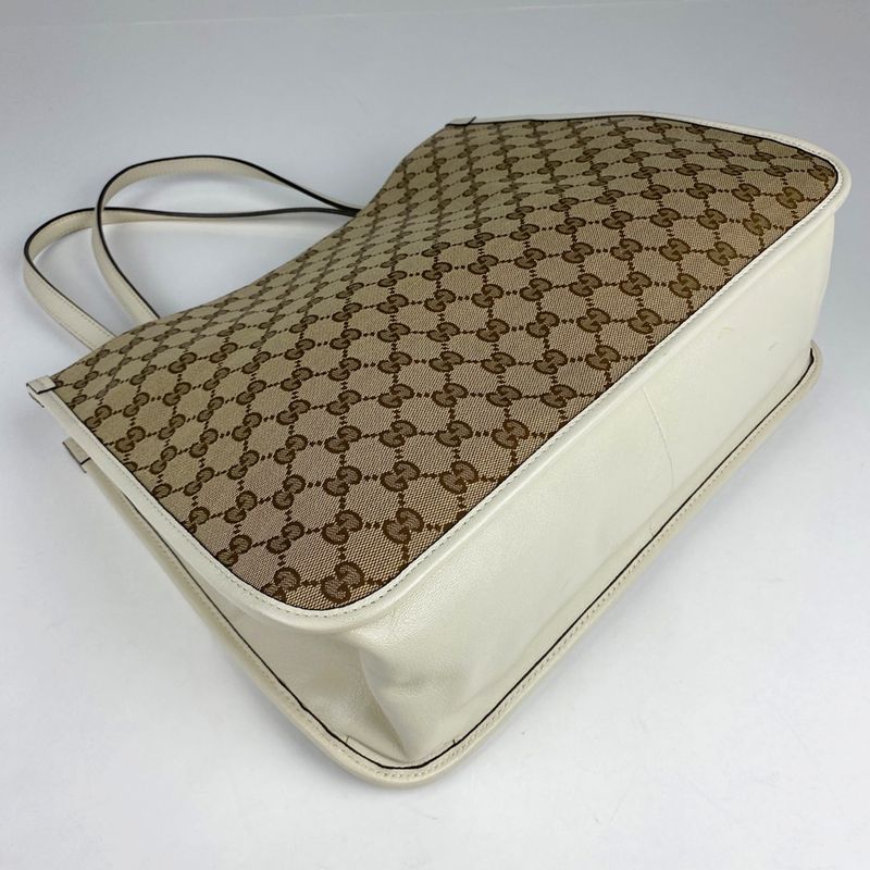Gucci Horsebit Tote Shoulder Bag Tote Bag GG Canvas Beige White 623694 Women