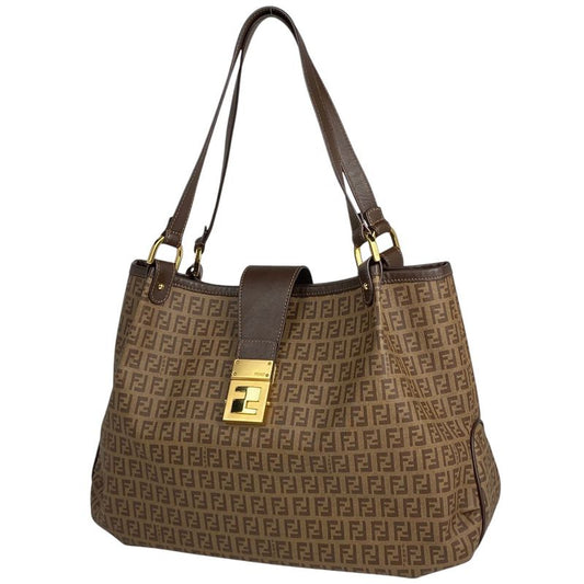 Fendi Zucchino Tote Bag Shoulder Bag Tote Canvas Brown 8br661 Women