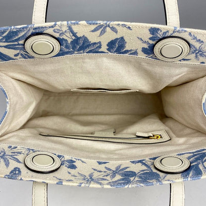 Gucci Herbarium Tote Handbag Floral GG Ribbon Tote Bag GG Canvas Off White