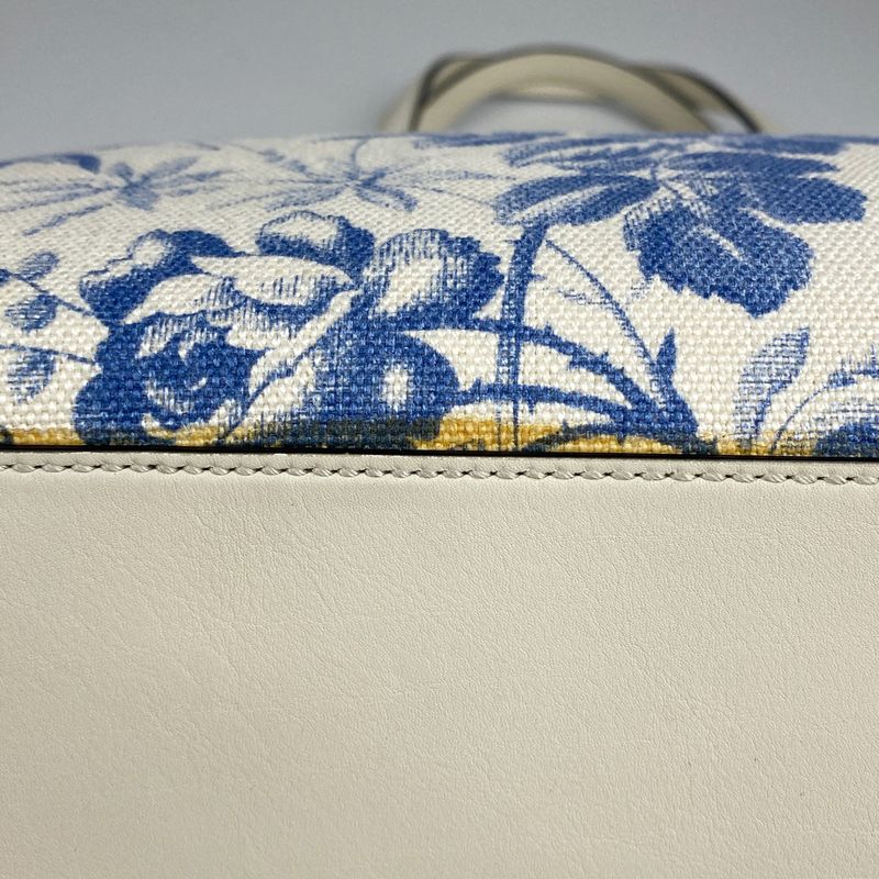 Gucci Herbarium Tote Handbag Floral GG Ribbon Tote Bag GG Canvas Off White