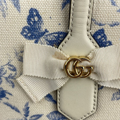 Gucci Herbarium Tote Handbag Floral GG Ribbon Tote Bag GG Canvas Off White