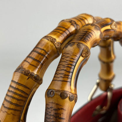 Gucci Bamboo Small Shopper Handbag 2WAY Shoulder Bag Handbag Leather Red 336032