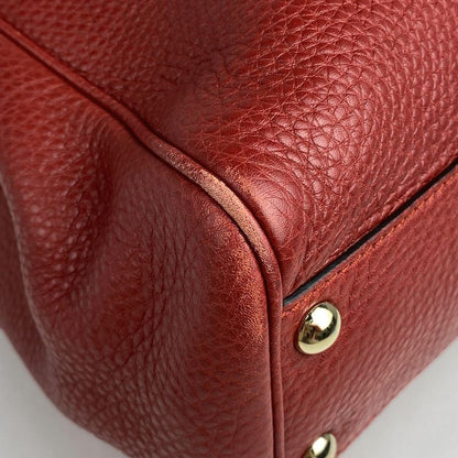 Gucci Bamboo Small Shopper Handbag 2WAY Shoulder Bag Handbag Leather Red 336032