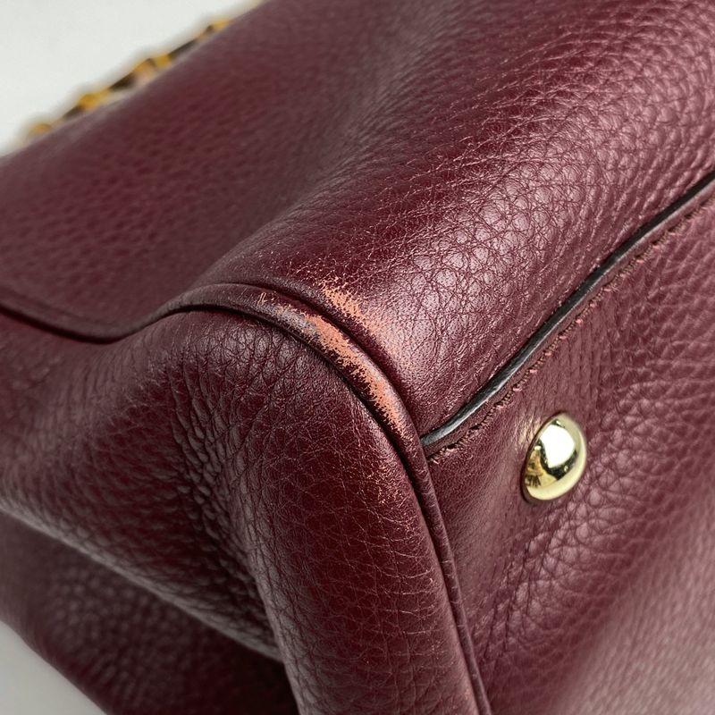 Gucci Bamboo Shopper Medium Handbag 2WAY Shoulder Bag Handbag Leather Bordeaux