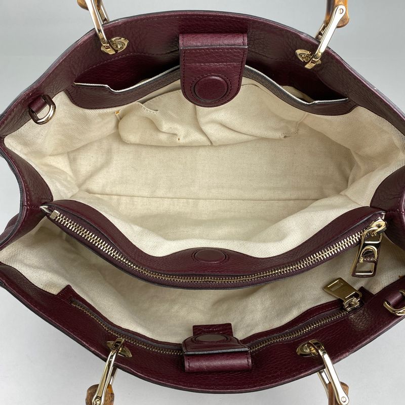 Gucci Bamboo Shopper Medium Handbag 2WAY Shoulder Bag Handbag Leather Bordeaux