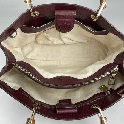 Gucci Bamboo Shopper Medium Handbag 2WAY Shoulder Bag Handbag Leather Bordeaux