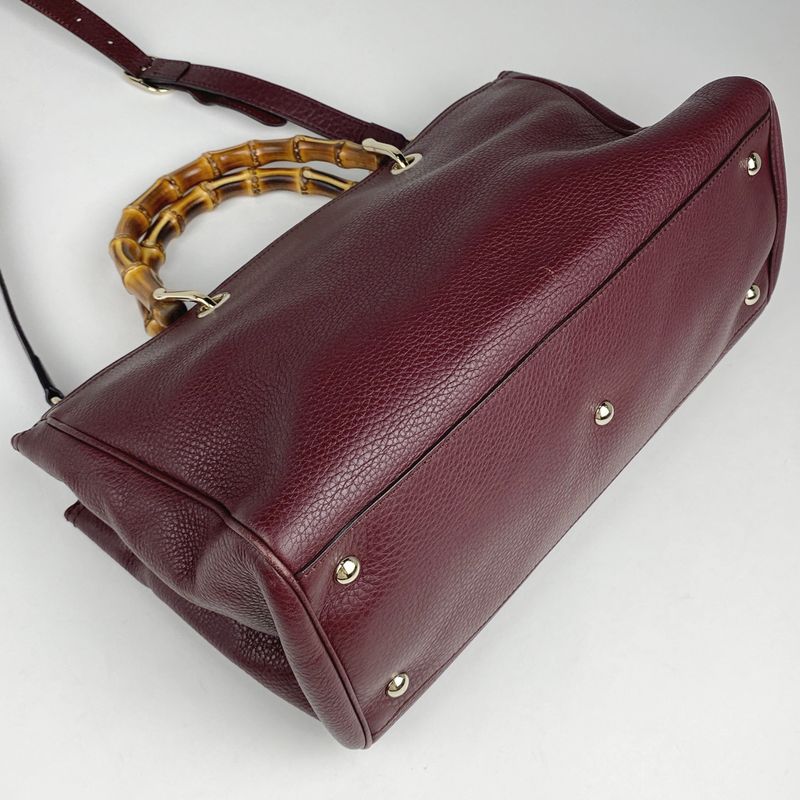 Gucci Bamboo Shopper Medium Handbag 2WAY Shoulder Bag Handbag Leather Bordeaux