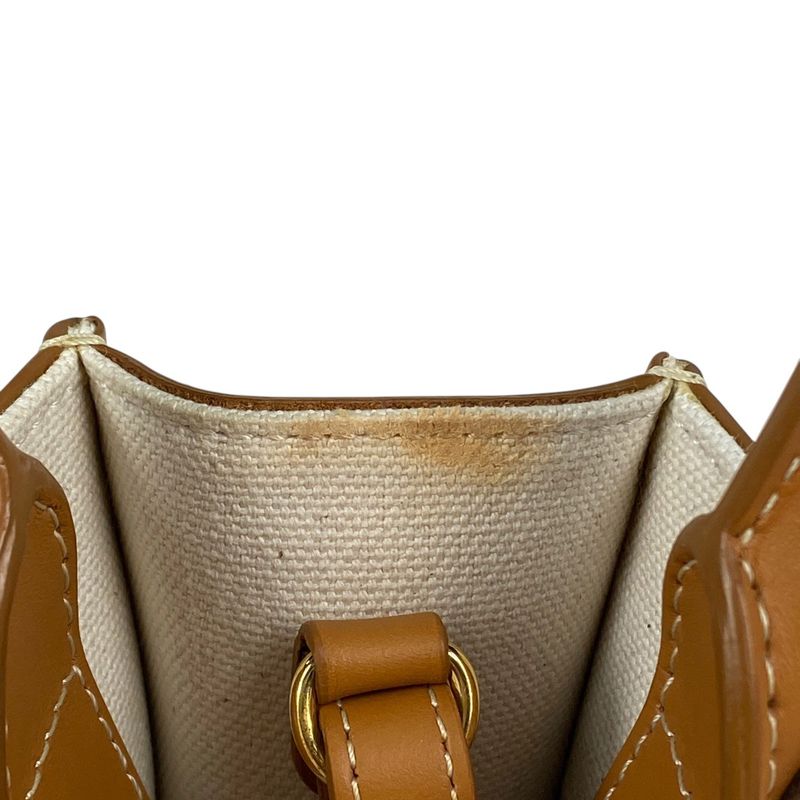 Celine Mini Vertical Cabas 2WAY Shoulder Bag Logo Tote Canvas Ivory Brown Women