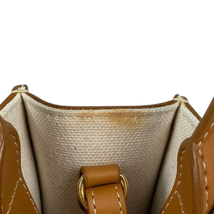 Celine Mini Vertical Cabas 2WAY Shoulder Bag Logo Tote Canvas Ivory Brown Women