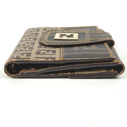 Fendi Bifold Wallet Zucca Logo Zucchino Leather /PVC Brown