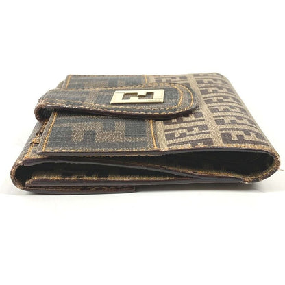 Fendi Bifold Wallet Zucca Logo Zucchino Leather /PVC Brown