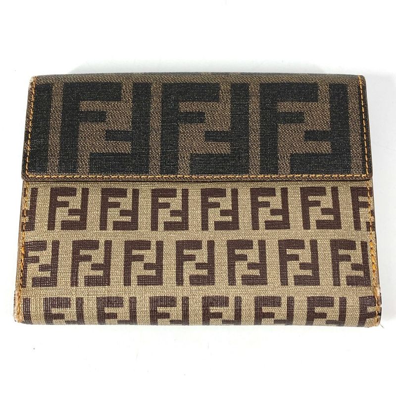 Fendi Bifold Wallet Zucca Logo Zucchino Leather /PVC Brown