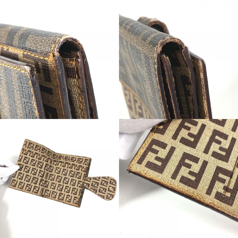 Fendi Bifold Wallet Zucca Logo Zucchino Leather /PVC Brown
