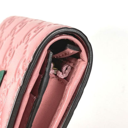 Gucci Bifold Wallet Cherry 476050 Striped Leather Pink