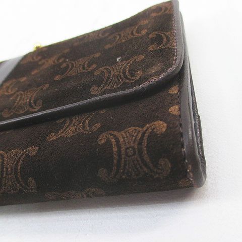 Celine Gusset Long Wallet 3 Fold Gold Hardware Brown Suede Made In Italy