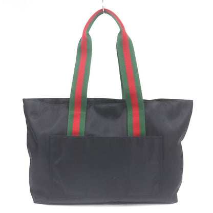 Gucci 802172 Nylon Sherry Line Webline Large Logo Tote Bag Black Storage With
