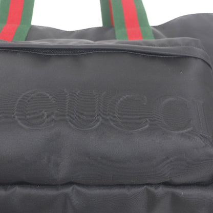 Gucci 802172 Nylon Sherry Line Webline Large Logo Tote Bag Black Storage With