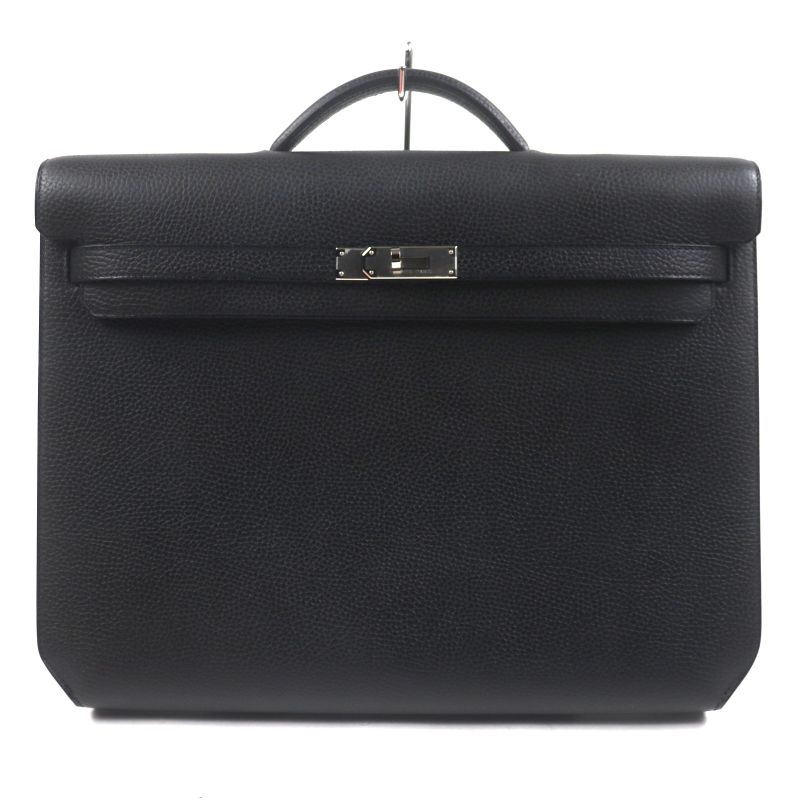 Hermes Kelly Depeche 36 Vaux Gallop De Hermes Silver Hardware Briefcase Black