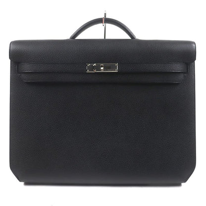 Hermes Kelly Depeche 36 Vaux Gallop De Hermes Silver Hardware Briefcase Black