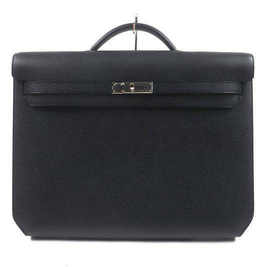 Hermes Kelly Depeche 36 Vaux Gallop De Hermes Silver Hardware Briefcase Black