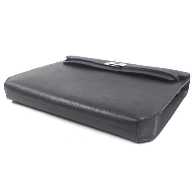 Hermes Kelly Depeche 36 Vaux Gallop De Hermes Silver Hardware Briefcase Black