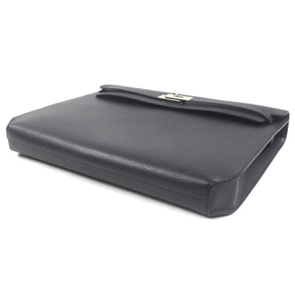 Hermes Kelly Depeche 36 Vaux Gallop De Hermes Silver Hardware Briefcase Black