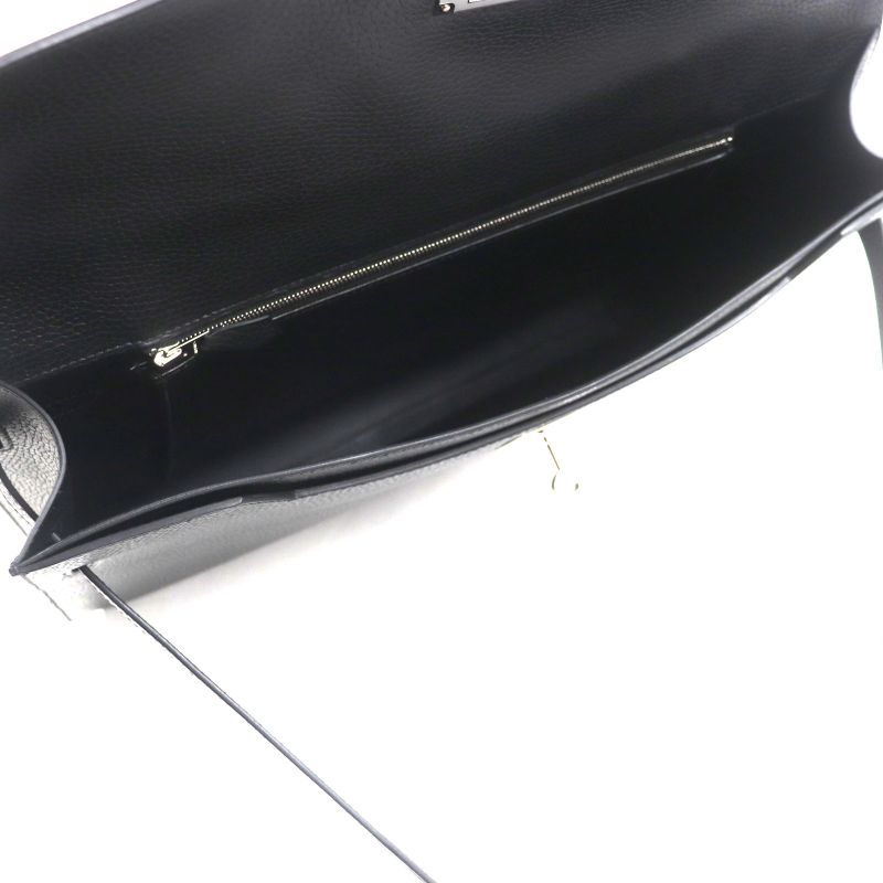 Hermes Kelly Depeche 36 Vaux Gallop De Hermes Silver Hardware Briefcase Black