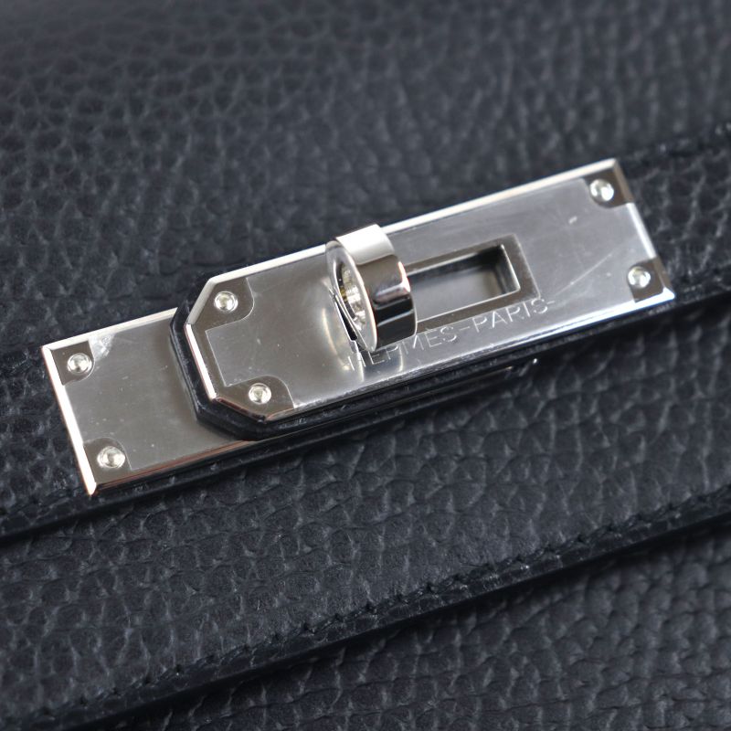 Hermes Kelly Depeche 36 Vaux Gallop De Hermes Silver Hardware Briefcase Black