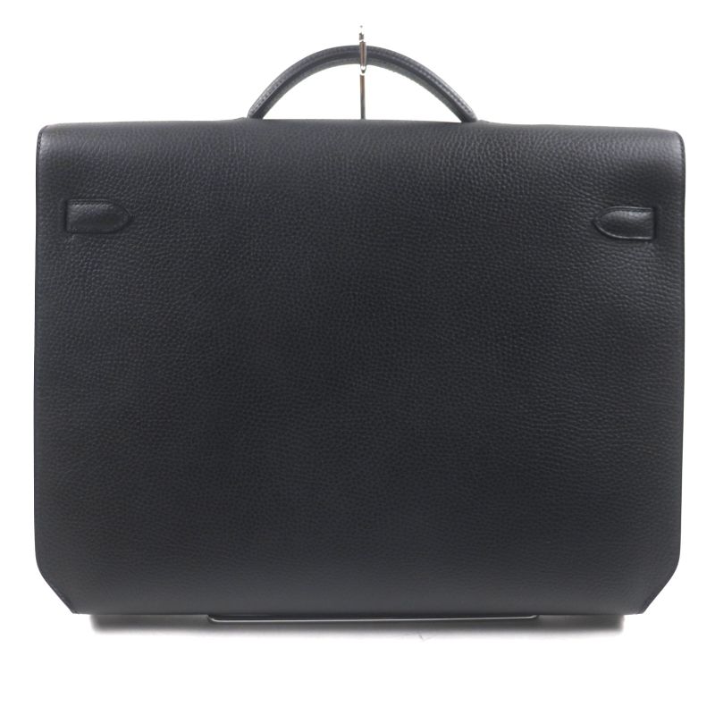 Hermes Kelly Depeche 36 Vaux Gallop De Hermes Silver Hardware Briefcase Black
