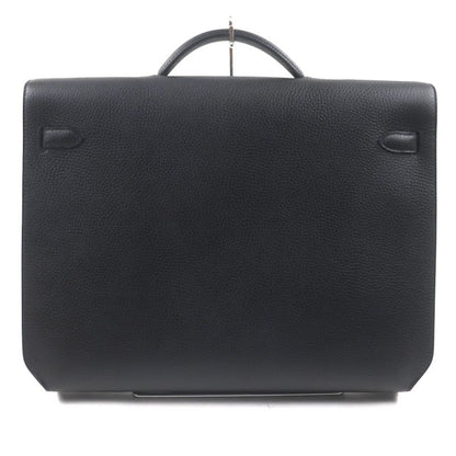 Hermes Kelly Depeche 36 Vaux Gallop De Hermes Silver Hardware Briefcase Black