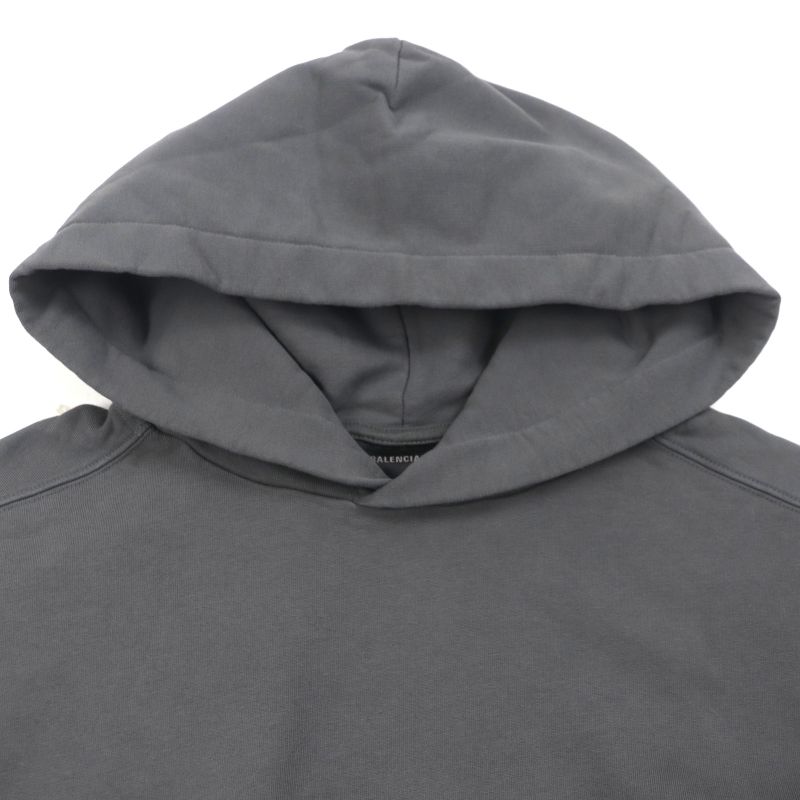 Balenciaga 23AW 600583 100% Cotton 100% Logo Embroidery Pullover Hoodie Gray S