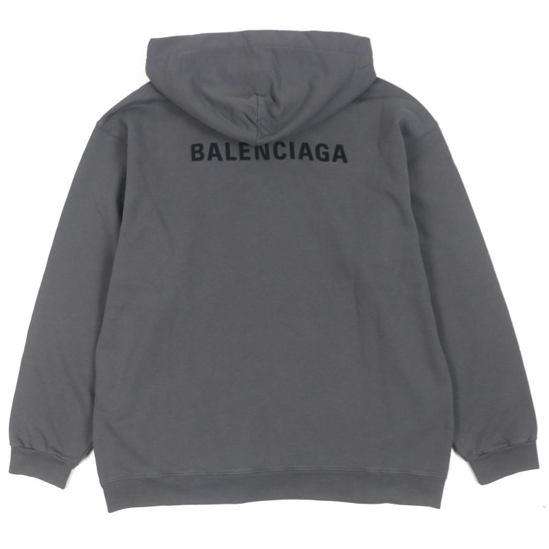 Balenciaga 23AW 600583 100% Cotton 100% Logo Embroidery Pullover Hoodie Gray S